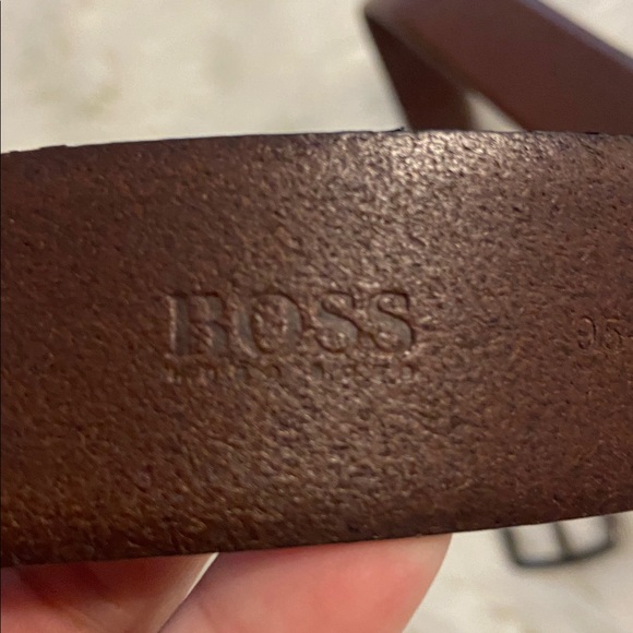 BOSS Men's Brown Leather Belt brand new size 34 length 44” - Picture 4 of 10